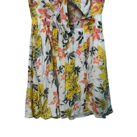 Free People 4 Tropical Floral Boho Cutout Tie Front Part Time Lover Mini Dress - Picture 3 of 11
